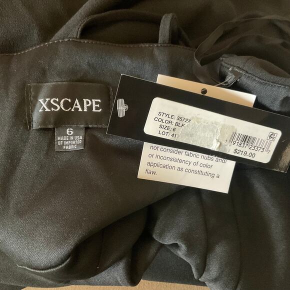 XSCAPE Black High Low Evening Gown Size 6 Ruffled Sleeveless Cut Out Formal - Picture 9 of 13